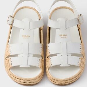 Prada women’s Leather Fisherman Espadrille Sandals